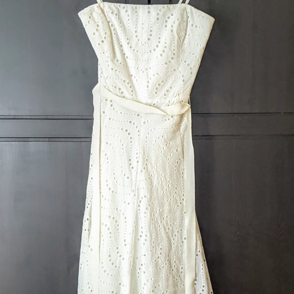BCBG Strapless White Eyelet Dress